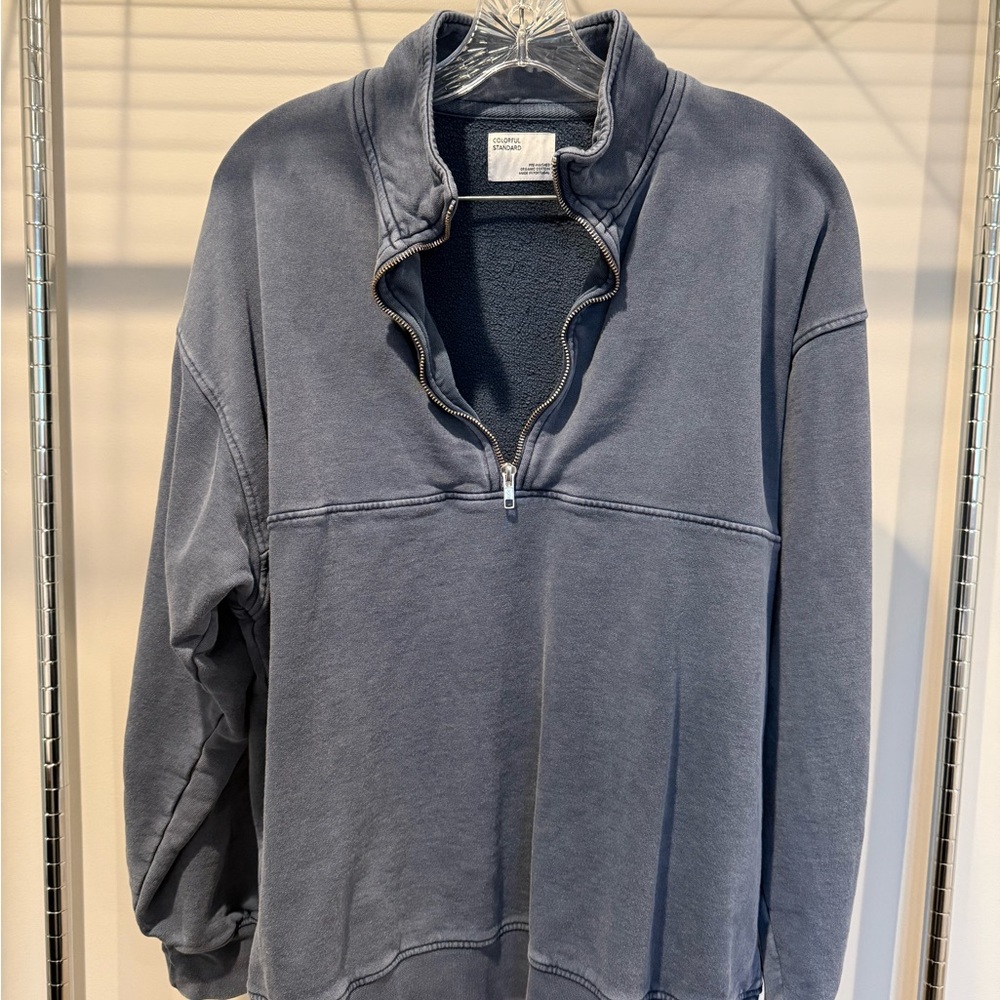 Colorful Standard Organic Quarter Zip - Neptune Blue - Size XL